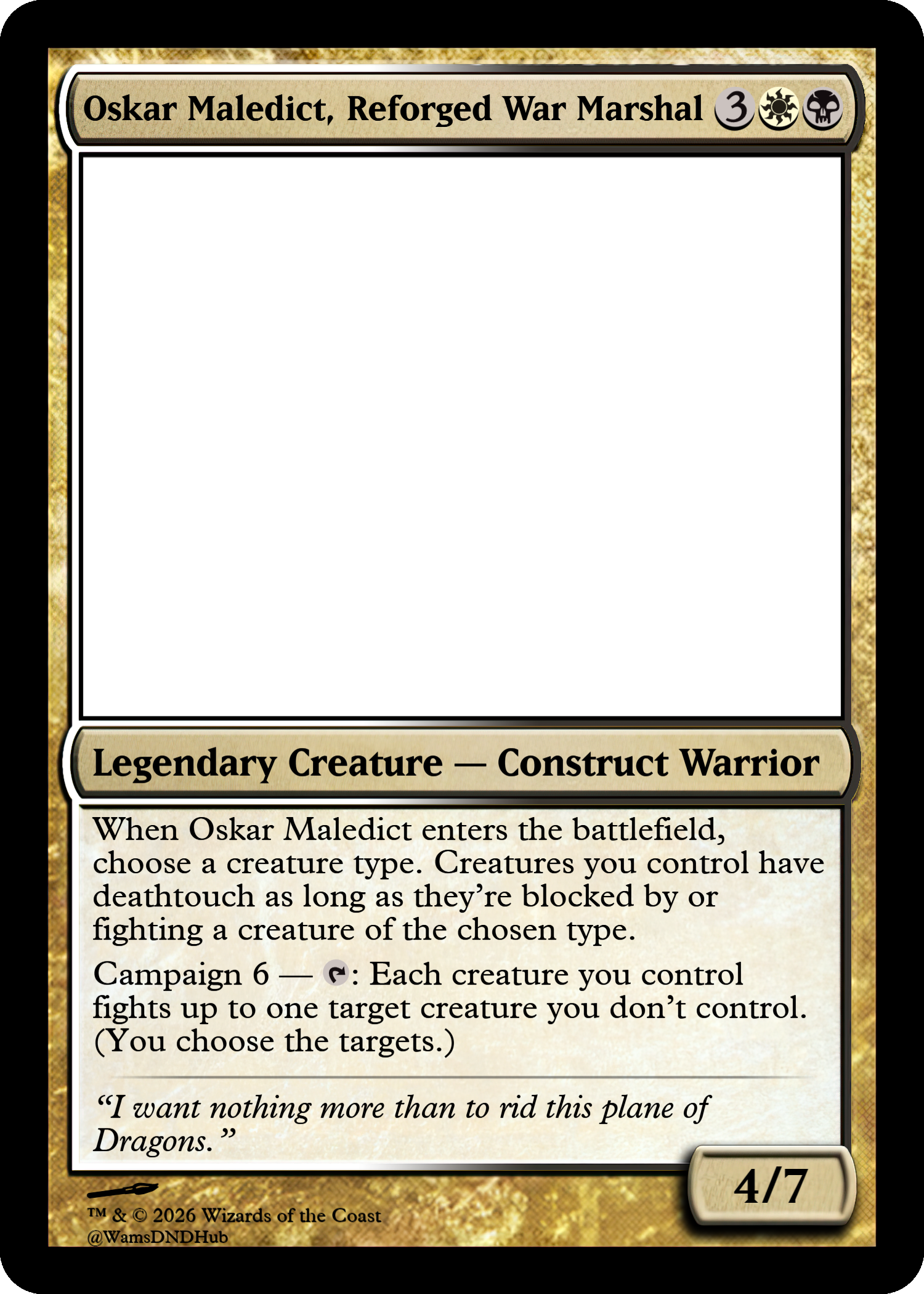 Oskar Maledict, Reforged War Marshal